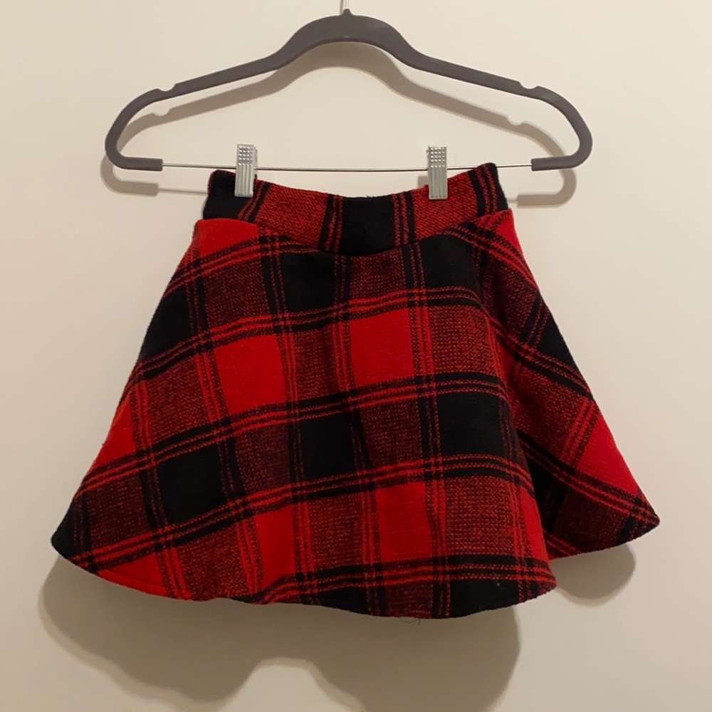 Red & Black Plaid Winter Skirt